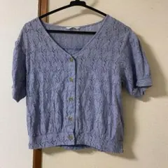 エヘカソポ　ブラウス　レース　ブルー