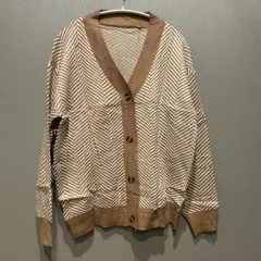 新品未使用❣️ヘリンボーン柄 カーディガン ブラウン ホワイト レディース