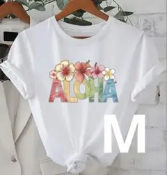 Aloha ロゴ　プリント　ティシャツ　ホワイト　M ハワイアン　リゾートのサムネイル