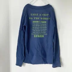 ネイビー Vネック スウェット トレーナー バックプリント S