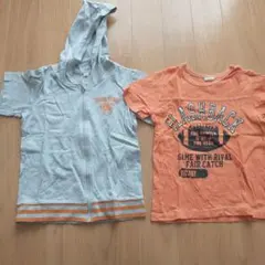 フード付きグレー・オレンジTシャツセット