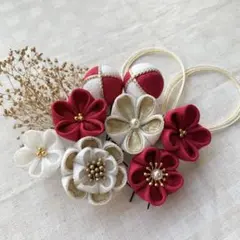 髪飾り 濃いピンク 白 七五三 成人式