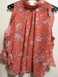 肩開き花柄ブラウスオレンジLのサムネイル