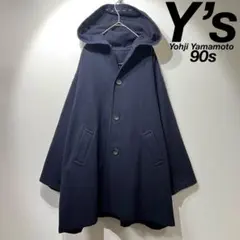 希少 90年製 ワイズ 上質 ウール フードステッチ デザイン ミドルコート