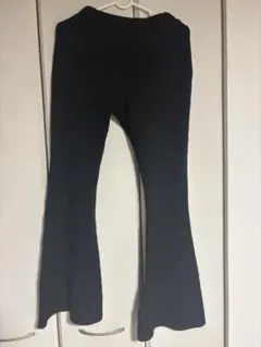 EGOIST黒 リブ編み フレアパンツ ウエストゴム