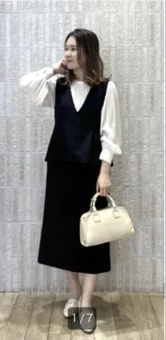 ROPÉ PICNIC レイヤード風ペプラムジャンパースカートセット