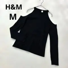 H&M 오픈 숄더 리브니트 블랙 블랙 탑스 M 어깨