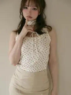 Andmary rosie flower knit tops red - メルカリ