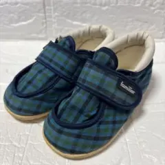 familiar ファミリア　ベビーシューズ　チェック柄　13.5㎝　グリーン