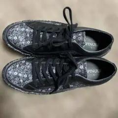 美品spingleオリジナルフラワープリントローカットSP-1040Black