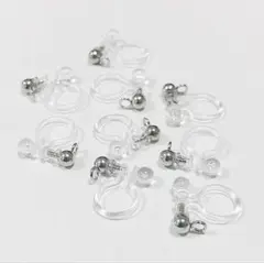 【A-02】樹脂ノンホールピアス 丸カン付き シルバー