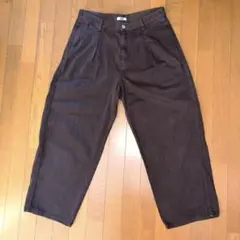⭐️UNIQLOユニクロ⭐️ ユー・デニムタックパンツ・ブラウン・オーバーサイズ