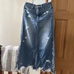 GYDA デニム ロングスカート タイト ダメージ加工のサムネイル