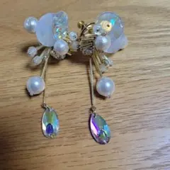 Rem ふわふわ香水耳飾りゴールド　ハンドメイド イヤリング