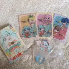 初音ミク クリアカード3枚+雪ミクカプセルトイのアクリルスタンドのセット