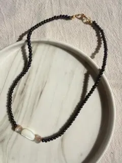 ハンドメイド ビーズネックレス ブラック