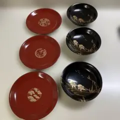 漆器 菓子皿 銘々皿 3枚セット 蒔絵