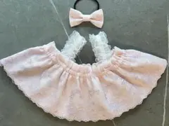 調整可能！わんちゃん花柄チュールスカート☆お食事エプロン スタイ