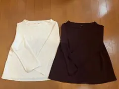 ユニクロ　ボートネック七分袖トップス2色セット