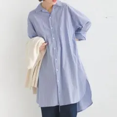 OMNES リーニエント タイプライター タック シャツ チュニック 長袖のサムネイル