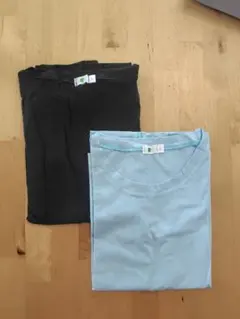 【Lサイズ】半袖Tシャツ 2枚セット ブラック＆ライトブルー 無地 まとめ売り