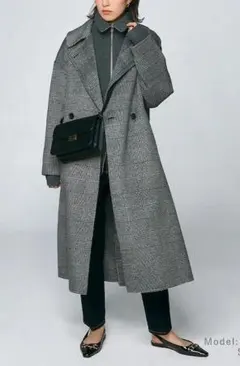 プラステPLST2024 ウールブレンドリバーロングコート美品チェック