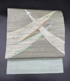 高級　正絹　洒落帯　名古屋帯　綴織　カジュアル　植物　お太鼓柄　作家物　296