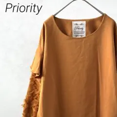 Priority ブラウス クルーネック ジャガードフリンジスリーブ きれいめ