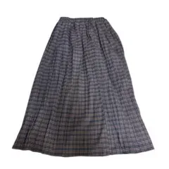 未使用タグ付き ポケット付き チェック ロングスカート 大きめサイズ