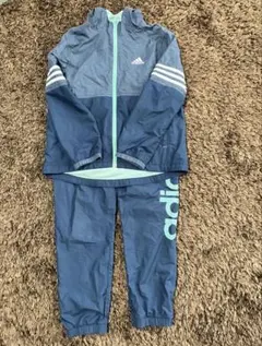 adidas 上下ジャージ フード付き 青 グレー