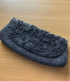 【昭和レトロ　当時物】和洋装　黒ビーズバック　パーティーバッグ　クラッチバック