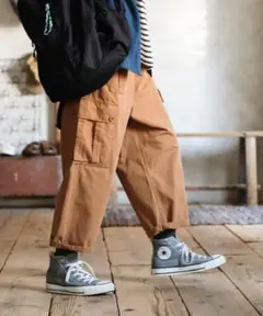 soulberry クロップドカーゴパンツ キャメル 4L ゆるワイド 大きめ