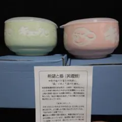 美濃焼⭐キューちゃん漬け　ピンク&グリーン陶器ボウル　蓋つきのサムネイル