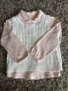 ピンクブラウス　白ベスト　セット売り