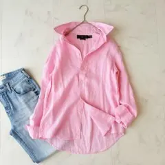 極美品✨《ポロラルフローレン》ボタンダウンリネンシャツ カスタムフィット　L