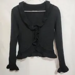 IÉNA ブラック フリルカーディガン