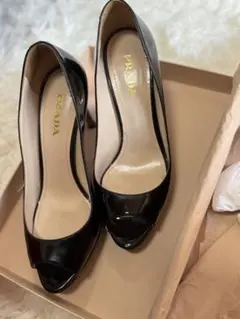 PRADA ブラック オープントゥ ハイヒールのサムネイル