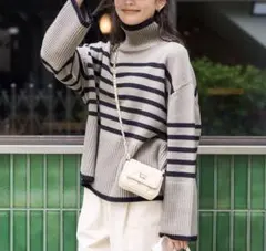 FREAKS STORE タートルボリュームニット　セーター　ストライプボーダー