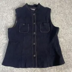 Y420 ウール混紡 ダークブルー ベスト