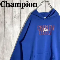 【人気】チャンピオン　ビックプリントパーカー　カレッジロゴ　オーバーサイズ　古着