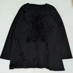 極美品✨【ヒロコビス】 15ABバックプリーツ切替チュニック 黒 7分袖