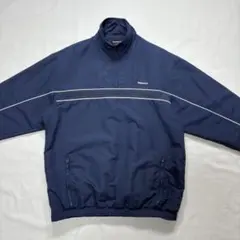 00s Reebok ハーフジップナイロンジャケット ネイビー 紺 M 刺繍ロゴ