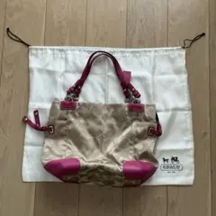 コーチ　F17140 シグネチャーキャンバストートバッグ　ピンク系