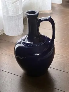❤️海外製・モダンなレトロ品　陶器製　花瓶　フラワーベース　藍色