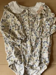 花柄ロンパース リボン付き 襟　futafuta