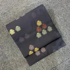 西陣織　名古屋帯 紫黒地 鶏頭　375㎝　708053