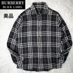 美品 希少 バーバリーブラックレーベル 長袖シャツ ノバチェック ホースロゴ M