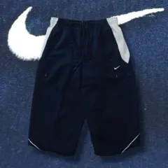 00s y2k NIKE ナイロンクロップドパンツ ネイビー テック系