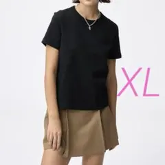 GU　コットンスムースクルーネックT　XL　ブラック