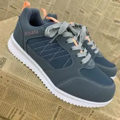 新品★レディース★24.5cm★軽量 厚底 ナイロンスニーカー 灰色 3361